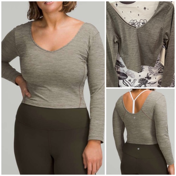 • FIRM PRICE NWT LULULEMON ALIGN LONG SLEEVE HEATHERED ROVER GREEN SIZE 10 - Picture 1 of 7